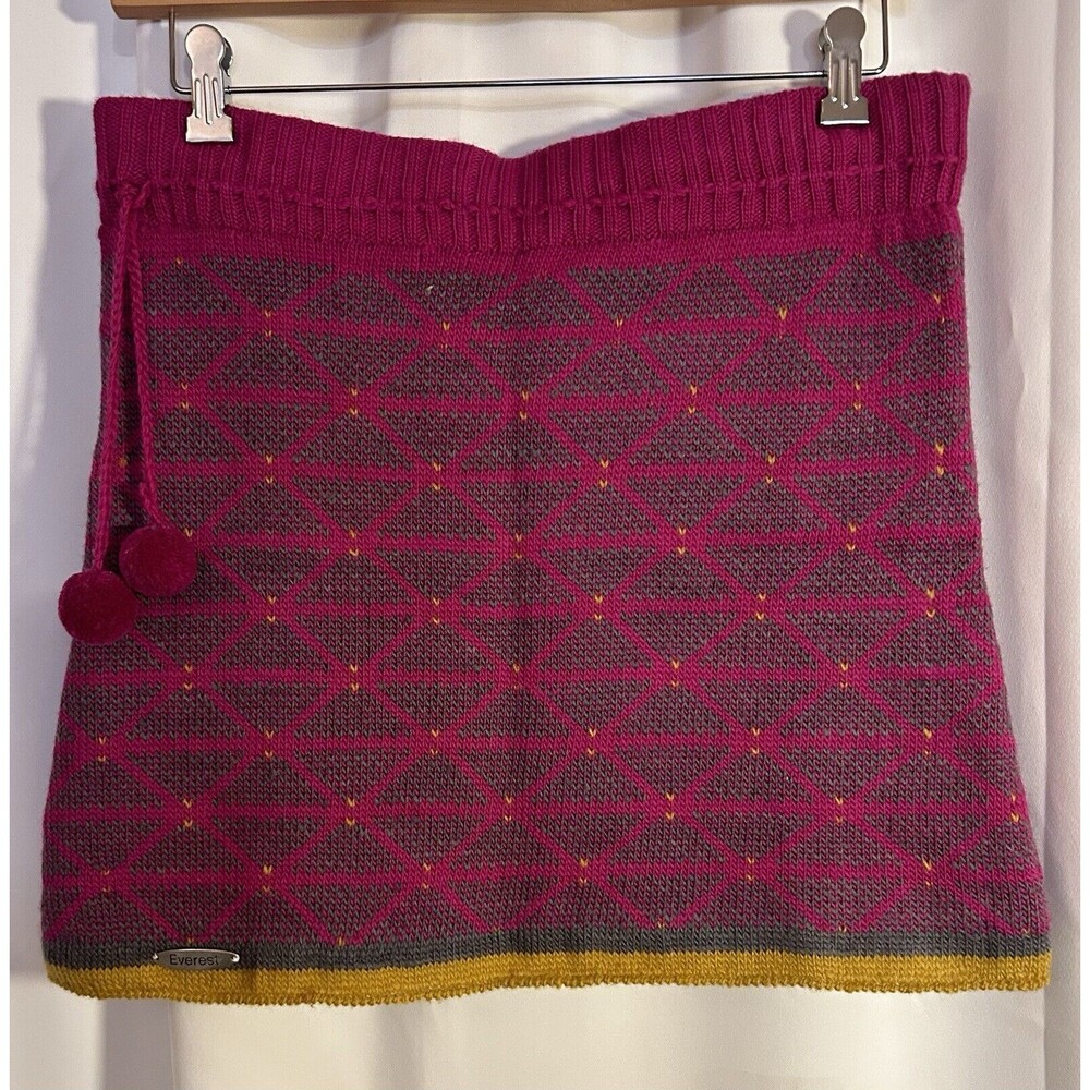 Everest Designs Women 100% Wool Knit Pull On Skirt Pink Nordic Nepal Size Small